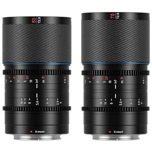 SIRUI Saturn 50 mm, 75 mm lensset T2.9 1,6 x Full Frame Carbon Fiber Anamorphic Lens, Cine Lens Less Than 500 g (Nature Flares, E Mount)
