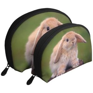Make-uptas, cosmetische reistas 2 stuks draagbare clutch zakje set zakje organizer konijn, zoals afgebeeld, Eén maat