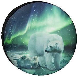 Northern Lights Polar Bear Grappige Reserveband Cover Wielbeschermers Gedrukt Gift Voor Camping RV SUV Truck Trailer