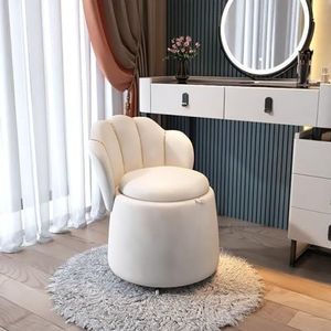 UPVC-raamgreep met slot, Multicolor fluwelen 360° draaibare make-upstoel met opbergruimte 44x44x60cm (17x17x24inch) 330lb(White)