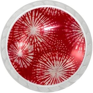 Elegante en veelzijdige set van 4 ronde transparante kastknop lade handgrepen voor kasten, ijdelheden en kasten, rode tie-dye