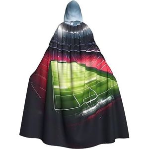 WURTON Stadion voetbal satdium veld licht nacht mystieke mantel met capuchon voor mannen en vrouwen, ideaal voor Halloween, cosplay en carnaval, 190 cm