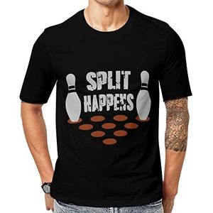 Split Happens Bowling Heren T-shirt met korte mouwen en ronde hals print casual T-shirt S