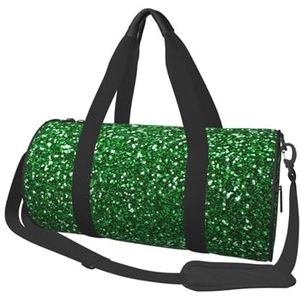 Groene Pailletten Sparkle, Grote Capaciteit Reizen Plunjezak Ronde Handtas Sport Reistas Tote Bag Fitness Bag, zoals afgebeeld, Eén maat