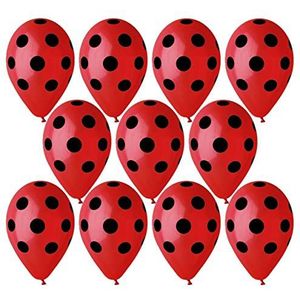 Toyland® Set van 10-13 inch rode latex ballonnen met zwarte stippen, feestversieringen, Made in Italy