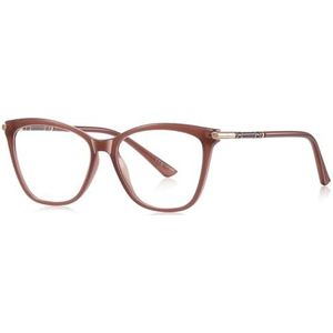 moomoobird Cat Eye Bril voor Vrouwen Metaal TR90 Frame Retro Bril Frame Vrouwelijk, bruin met helder