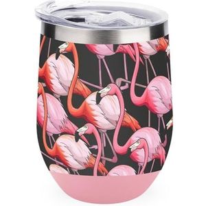 Kleurrijke Flamingo Herbruikbare Koffiekopjes Roestvrij Staal Geïsoleerde Reismok Dubbelwandige Wijn Tumbler Roze-stijl