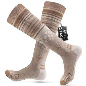 OutdoorMaster Skisokken, merinowol skisokken voor heren en dames, thermische winterwarme en ademende snowboardsokken voor koud weer, antislip manchet, machinewasbaar