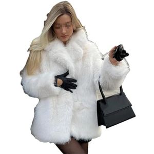 Vrouwen Winter Overjassen Dikke Warme Lange Bontjas Bovenkleding, model witte bontjas, XS