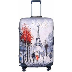 OdDdot Parijs City Tree Eiffeltoren Art Print Stofdichte Koffer Protector Anti-Kras Koffer Cover, Reizen Bagage Cover, Parijs City Tree Eiffeltoren Kunst, S