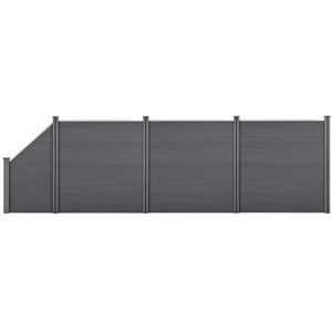 HKC Schuttingpanelen set vierkant/schuin 183x625cm grijs