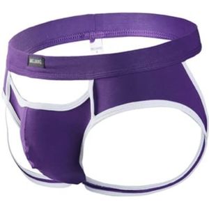 Gay Lingerie Men's Jockstrap Athletic Supporter Jock Straps Male Underwear Workout Strap Brief Men Thong for Casual/Sport/Gym/Fitness(Color:紫色,Size:L)