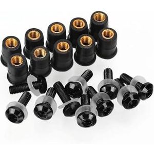 Windscherm Bouten Schroeven Voor SUZUKI GSXR600 GSXR750 K8 5mm 10PCS Motorcycl Voorruit Bouten Schroef Kits(Zwart)