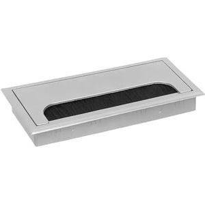 Rechthoekig bureau draad gat cover tafel outlet poort computer pc bureau kabel doorvoertule gat houder met zwarte borstel kabel organizer (zilver-80 x 160 mm)