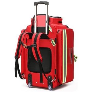 Draagbare medische EHBO-draagtas voor noodgevallen, medische trolley met wieltjes - Traumazak leeg met compartimenten, verwijderbaarFirst Responder Outdoor Kit(Red)
