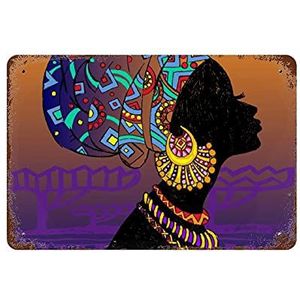 Mooie zwarte vrouw creatieve tinnen bord retro metalen tinnen bord vintage wanddecoratie retro kunst tinnen bord grappige decoraties cadeau grappig