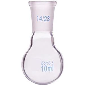 Enkelhals rondbodemkolf, inhoud 10 ml en scharnier 14/23, enkelhals rondbodemkolf