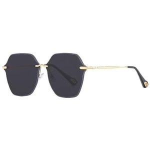 Randloze Cut Edge-zonnebril Dames Metalen brillen Zonnebril Gradiëntkleur zonnebril (Color : Gray)