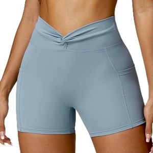 Pocket Yoga Shorts voor Dames Training Gym Push Up Shorts Scrunch Butt Sport Short Nylon Fitness Tights Fietsbroek Sportkleding