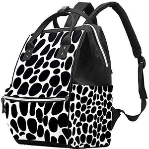 Multifunctionele grote baby luiertas rugzak,Zwart-wit dierenprint patroon,Luiertas Travel Back Pack voor mama en papa