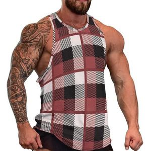 Traditionele Schotse geruite tanktop voor heren, grafische mouwloze bodybuilding-T-shirts, casual strand-T-shirt, grappige sportschoolspier