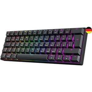 GK61 Hot-Swap mechanisch gamingtoetsenbord - 62 toetsen, veelkleurige RGB LED-achtergrondverlichting voor pc/Mac-speler Clicky Switch - ISO Duitse lay-out (Gateron optisch blauw)