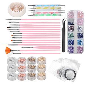 DIY Nail Art Set, Nail Dotting Pen Nail Art Decoration Kit Manicure Tool Nail Art Brush voor Nail Art Salon voor huishouden