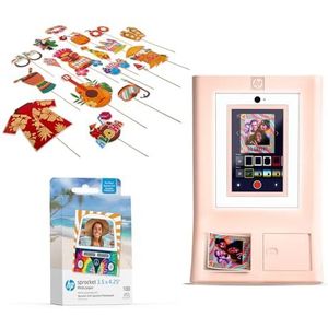 HP Sprocket Fotohokje Instant kleurenfotoprinter (Roze) + Zinkpapier (100 Vellen) + Luau Party Fotohokje Accessoires (30)