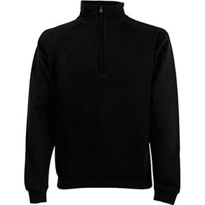 Fruit of the loom Heren Zip Neck Raglansweat Sweatshirt, Zwart (Black 101), Medium, zwart (black 101), M
