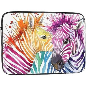 Leuke Kleurrijke Zebra Print Laptop Sleeve Case Waterdichte schokbestendige Computer Cover Tas voor Vrouwen Mannen