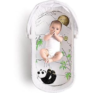 JumpOff Jo - Hypoallergeen hoeslaken voor babyjongens en meisjes - rechthoekig, zandloper en ovale wieg compatibel, zacht, ademend, machinewasbaar - speelse panda