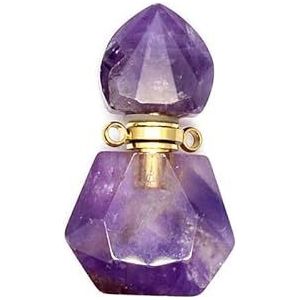 Hanger van natuursteen met kristallen oliefles - Blauwe steen facetgeslepen sieraden for aromatherapie en genezing(Amethyst-g)