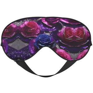 Glitter pailletten rozen print zacht oogmasker voor vrouwen mannen comfortabel met verstelbare riem voor reizen yoga dutje shift werk