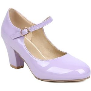 BGFCDFGV Mary Jane schoenen, dikke hakken met hoge hakken, snoepkleurige dames singles schoenen,Purper,34 EU