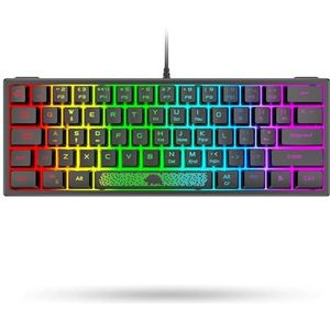 UK Layout Bedraad Gaming Toetsenbord, 60% Compact 62 Toetsen RGB Mechanisch Gevoel Mini Draagbaar 19 Toetsen Anti-ghosting Ergonomisch Voor PC Laptop XBOX Windows ​Computer Gamer and Office, Zwart