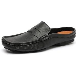 Loafers for heren Ronde neus Mocassins Penny Loafers Imitatieleer Halve loafers Schoenen Lichtgewicht Antislip Flexibel Casual Instappers (Color : Black, Size : 42 EU)