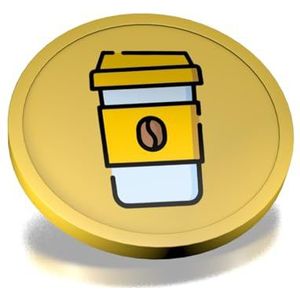 CombiCraft Koffie-To-Go consumptiemunten goud - munten met een opdruk van koffiebeker to go - diameter 29 mm - verpakking 100 stuks - handig betaalmiddel voor festivals, evenementen en horeca