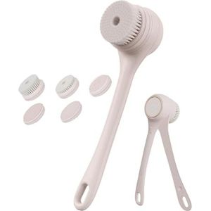 Yhsioaklo Badborstel met dubbele handgreep - USB-laadbodyscrubber met lange steel, elektrische borstel grote accu-rugschrobber voor gezicht, bad, rugmassage voeten