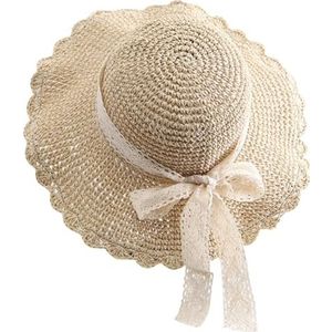 yeeplant Zonnebescherming, modieuze rand, hoed, strohoed, meisjespet, brede tieners, accessoire, opvouwbaar, strik, casual, decoratief, beige, Beige, Eén Maat