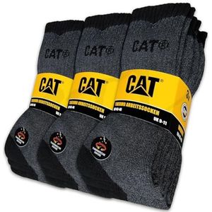 CAT CATERPILLAR Thermosokken 9 paar werksokken thermische sokken wintersokken maat 39-50, 9 paar grijs/zwart, 43-46 EU
