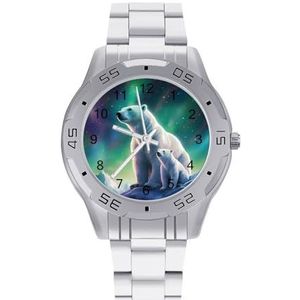 Polar Bear Northern Light Mannen Zakelijke Horloges Legering Analoge Quartz Horloge Mode Horloges