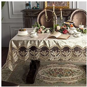 AYKANING Tafelhoes, tafelkleed Europese kanten tafelkleed stof rechthoekige eettafel hoes champagne koffie Scandinavische eettafel stoelhoes (maat : 85 x 85 cm vierkant)
