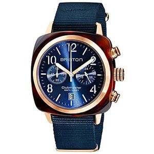 BRISTON - Clubmaster Classic Acetaat - Chronograaf Midnight Blue & Rose Gold - 19140.Pra.T.33.NMB, Nachtblauwe wijzerplaat, Klassiek