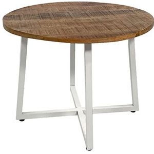 Salontafel rond 60 cm woonkamer bijzettafel kan metalen frame kleur zuiver wit - tabacco