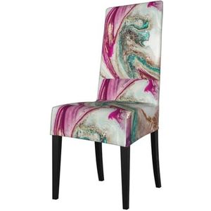 KemEng Paars-groen goudkleurig marmeren oppervlakte-ontwerp, stoelhoezen, stoelbeschermer, stretch eetkamerstoelhoes, stoelhoes voor stoelen