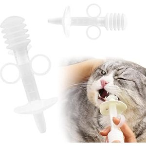 Herbruikbare Pet Fopspeen spuit feeder, Medicine Feeder met maatbeker, Pet Tablet Vloeibare Voeding Dispenser Orale Spuit Medische Voeding Tool voor Hond Puppy Kat Kitten (Wit)