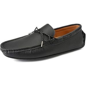 Loafers for heren Schoenen van veganistisch leer Bootschoenen Venetiaanse loafers Antislip Platte hak Flexibele instappers for buitenfeest (Color : Black, Size : 39 EU)