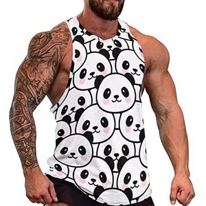 Leuke Cartoon Panda Patroon Mannen Tank Top Grafische Mouwloze Bodybuilding Tees Casual Strand T-Shirt Grappige Gym Spier