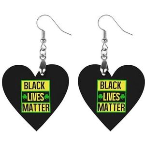 Black Lives Matter Leuke Hartvormige Hanger Oorbellen Voor Vrouwen Lichtgewicht Houten Oorbellen Mode-sieraden Geschenken
