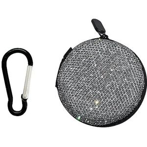 Bling Oortelefoon Case Oordopjes Kleine Hoofdtelefoon Organizer Opbergzakje Tas met Karabijnhaak (Wit)
